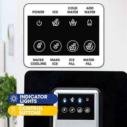 2 in 1 Bottom Load Water Cooler Dispenser with Ice Maker for 3 Gallon Bottle 17lbs Daily Capacity