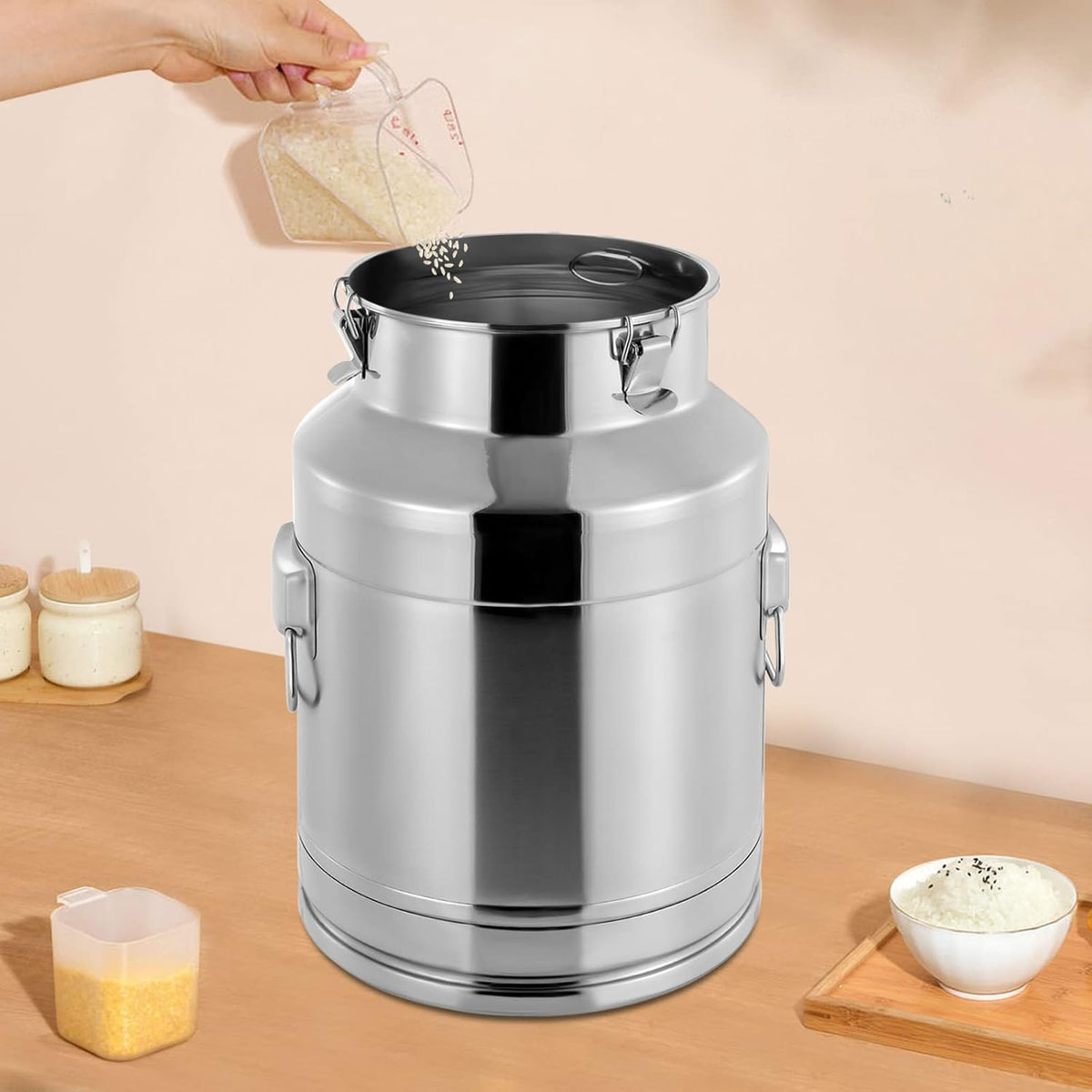 304 Food-Grade Stainless Steel Ice Bucket with Lid, 28L/7.4Gallon Good Sealing Storage Canister