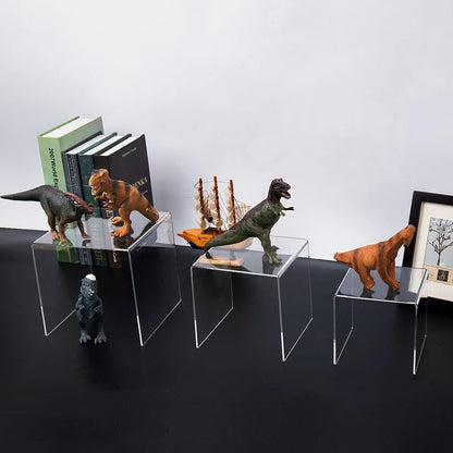 HIIMIEI Clear Acrylic Display Risers 2 Sets, 3-Tier Risers Stands Showcase for Amiibo Funko Pop