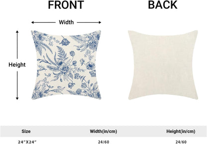 CXMEIFLY Spring Floral Leaves Pillow Covers 24 x 24 Inch Set of 2 for Chinoiserie Flowers Decor
