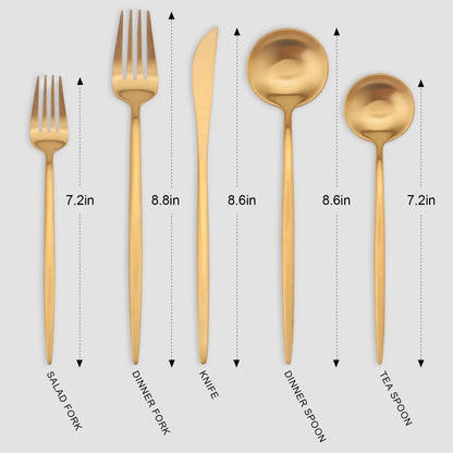 Matte Gold Silverware Set, Vanys 20 Piece Stainless Steel Cutlery Flatware Set, Kitchen Utensil
