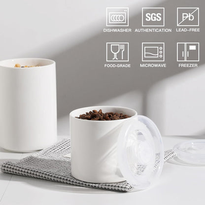 Sweejar Ceramic Food Storage Jar, Salt Container with Airtight Plastic Lid & Date Tracker, 16 Oz