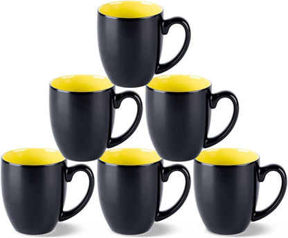 GBHOME 16oz Coffee Mugs Set of 6, Large Ceramic Coffee Mugs for Man, Woman, Dad, Mom, Modern Coffee