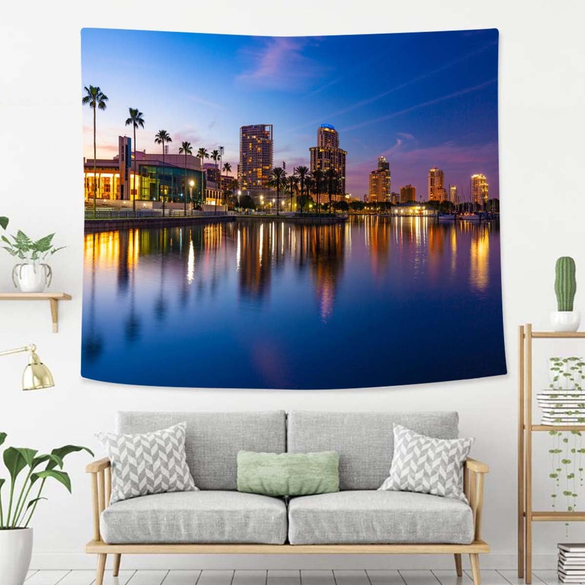 Night Tapestry For Bedroom St Petersburg Florida At Night Tapestries Wall Hanging For Living Room