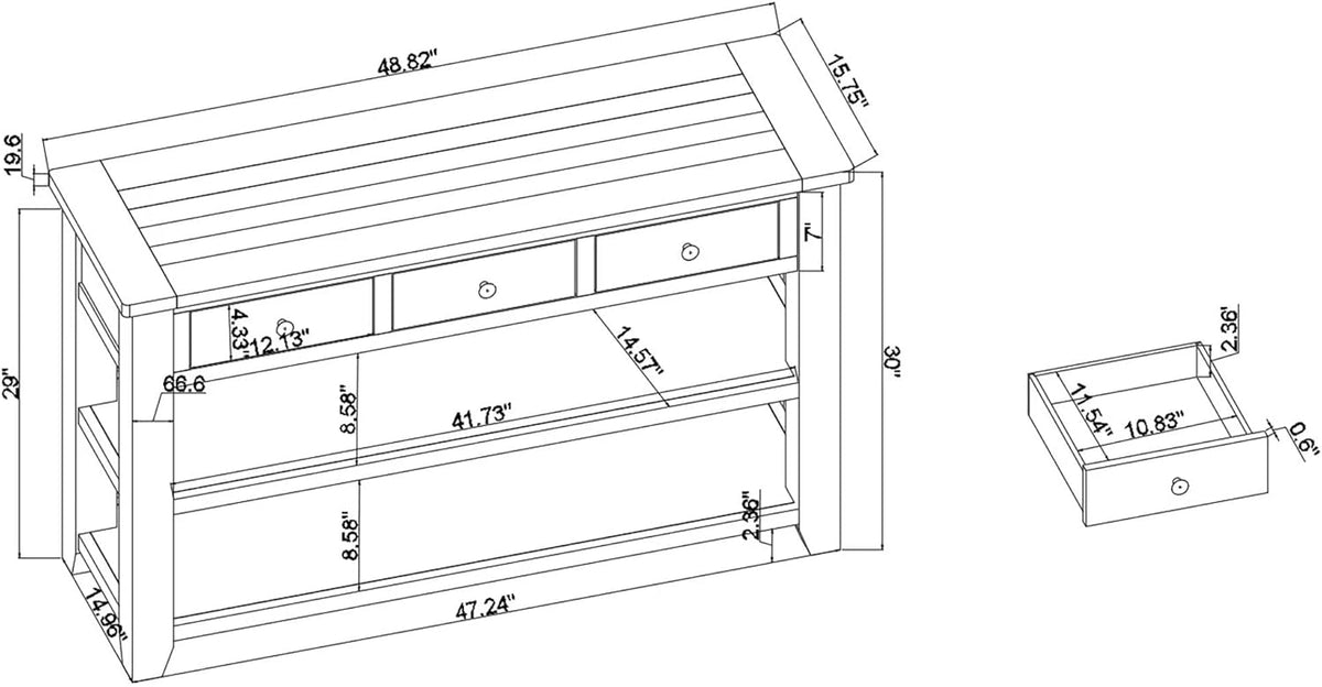 Solid Wood Console Table,Sofa Table with Storage Drawers and Bottom Shelf,Entryway Table for Entry