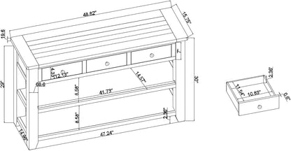 Solid Wood Console Table Sofa Table with Storage Drawers and Bottom Shelf Entryway Table for Entry