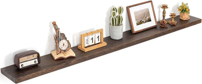 Floating Shelves for Wall Decor, 8 Inch Deep Rustic Solid Elm Wood Floating Shelves Wall Mounted
