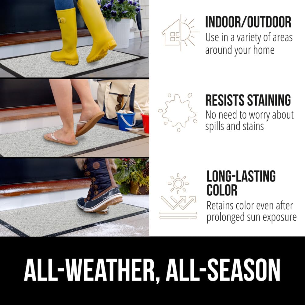 GORILLA GRIP 100% Waterproof All-Season WeatherMax Doormat US Designed Natural Rubber, Stain and