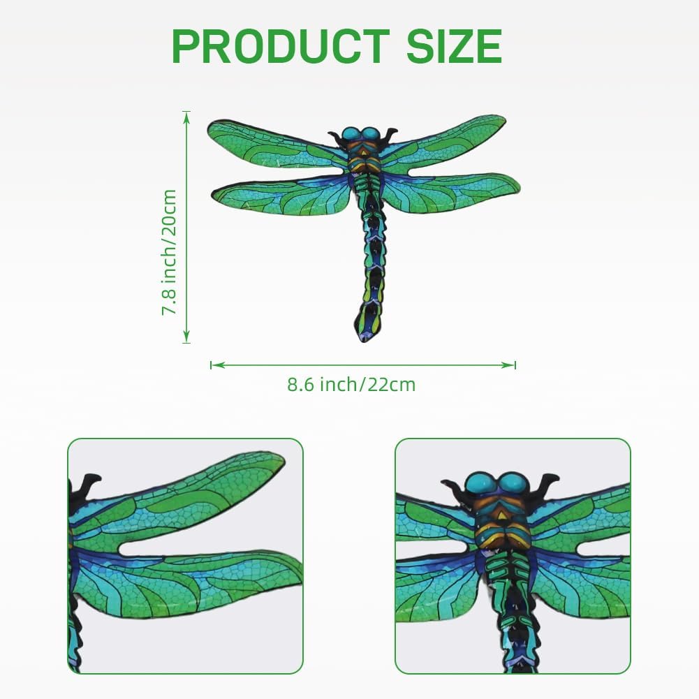 Metal Dragonfly Wall Decor Art, 4 Pack Colorful Metal Dragonflies Outdoor Wall Art, Hand Painted