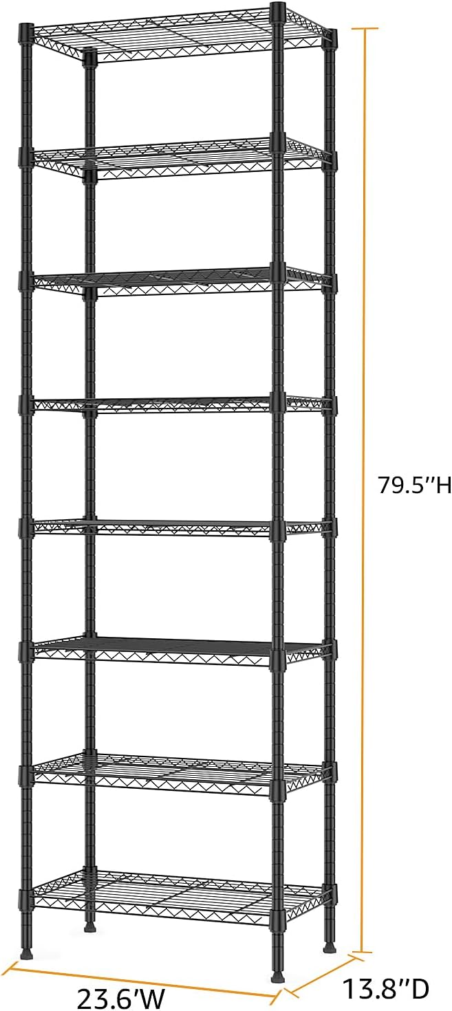 8 Tier 2000 lbs Storage Rack Metal Wire Shelving Unit, Storage Standing Shelf Organizer for Laundry