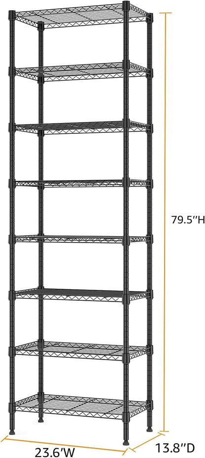 8 Tier 2000 lbs Storage Rack Metal Wire Shelving Unit, Storage Standing Shelf Organizer for Laundry