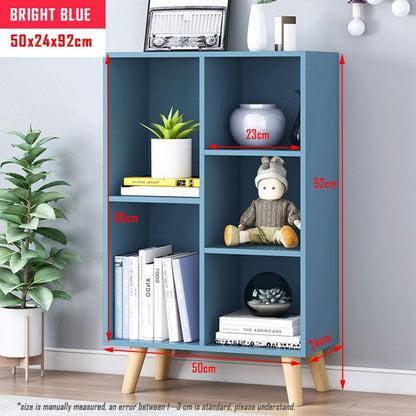 IOTXY Wooden Open Shelf Bookcase - 3-Tier Floor Standing Display Cabinet Rack with Legs, 5 Cubes