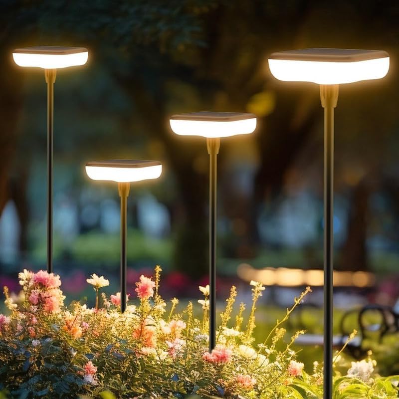 Solar Lights Outdoor Pathway 8 Pack IP65 Waterproof 31" Solar Garden Lights 2 Heights Adjustable