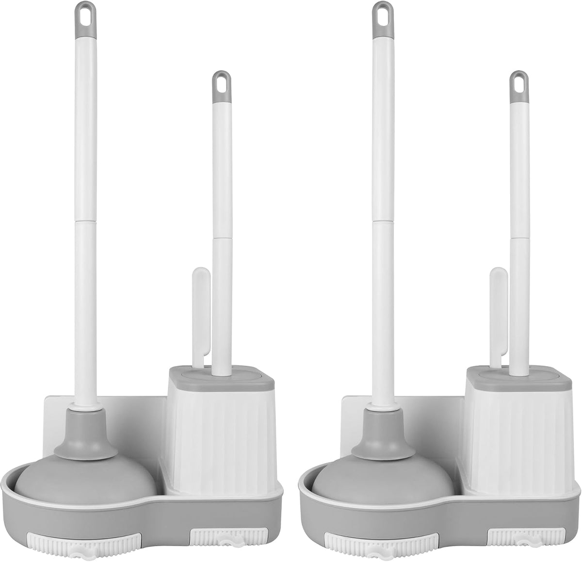 2 Pack Toilet Brush and Plunger Set, 3 in 1 Toilet Bowl Brush and Holder with Crevice Cleaning
