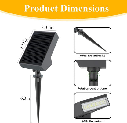 Solar Pathway Lights Outdoor, Dimmable Solar Spot Light IP65 Waterproof, 500LM 3000K Solars Outdoor
