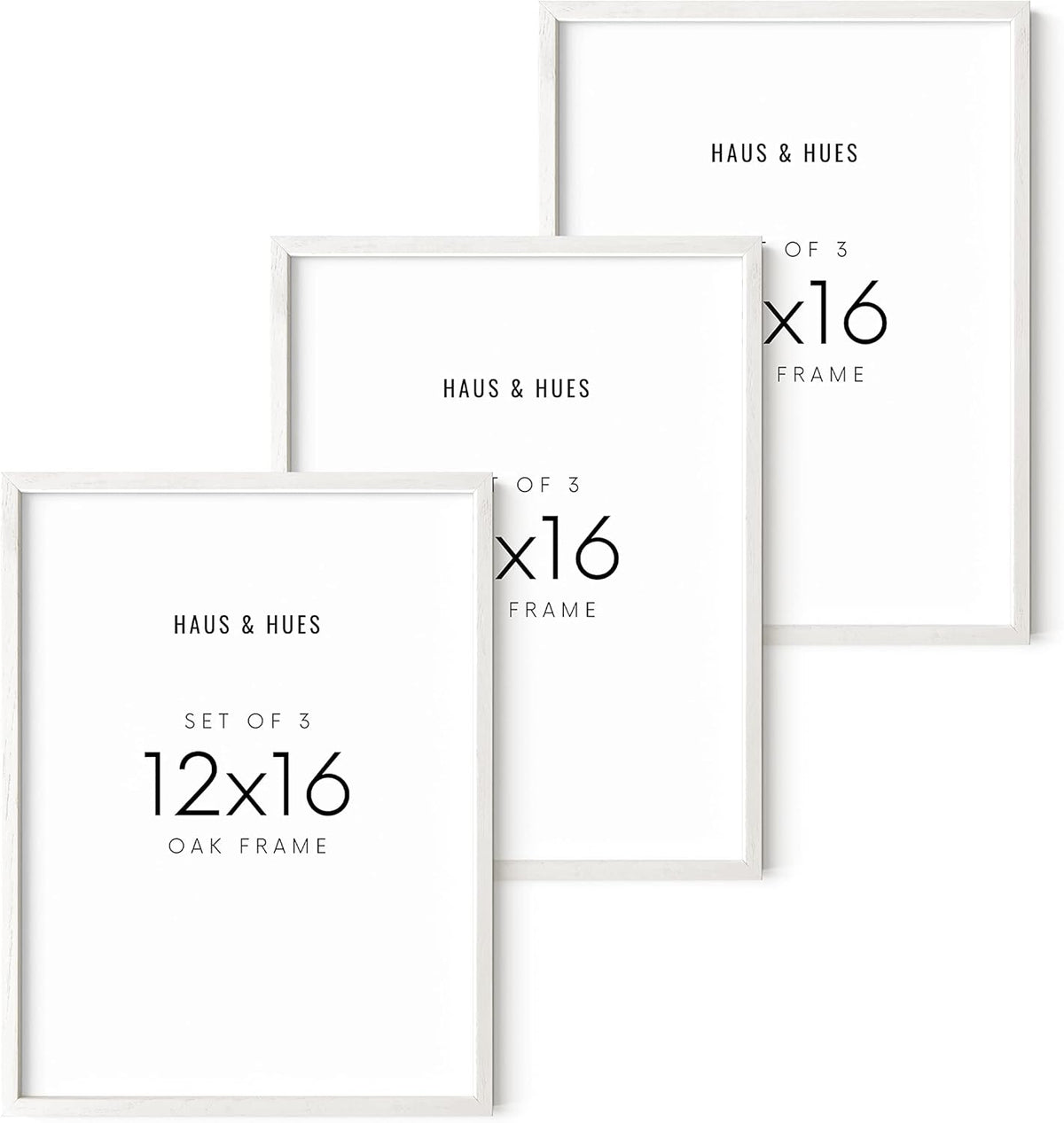 HAUS AND HUES Set of 3 12x16 White Frames - Picture Gallery Wall Frame Set, 12 by 16 Photo Set,12 x