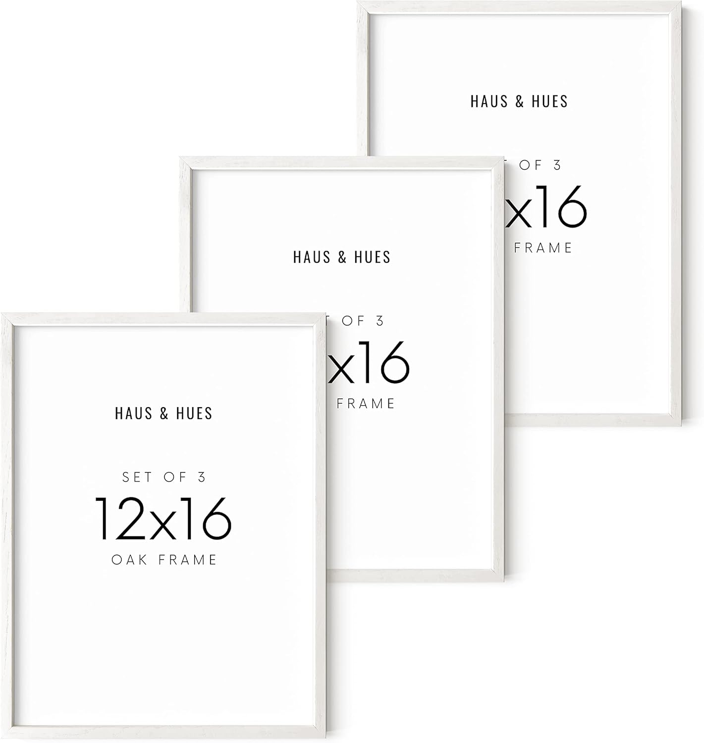 HAUS AND HUES Set of 3 12x16 White Frames - Picture Gallery Wall Frame Set, 12 by 16 Photo Set,12 x