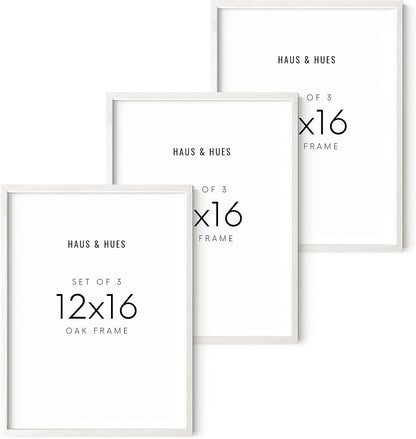 HAUS AND HUES Set of 3 12x16 White Frames - Picture Gallery Wall Frame Set, 12 by 16 Photo Set,12 x