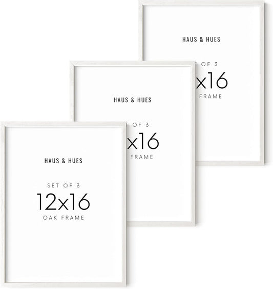 HAUS AND HUES Set of 3 12x16 White Frames - Picture Gallery Wall Frame Set, 12 by 16 Photo Set,12 x