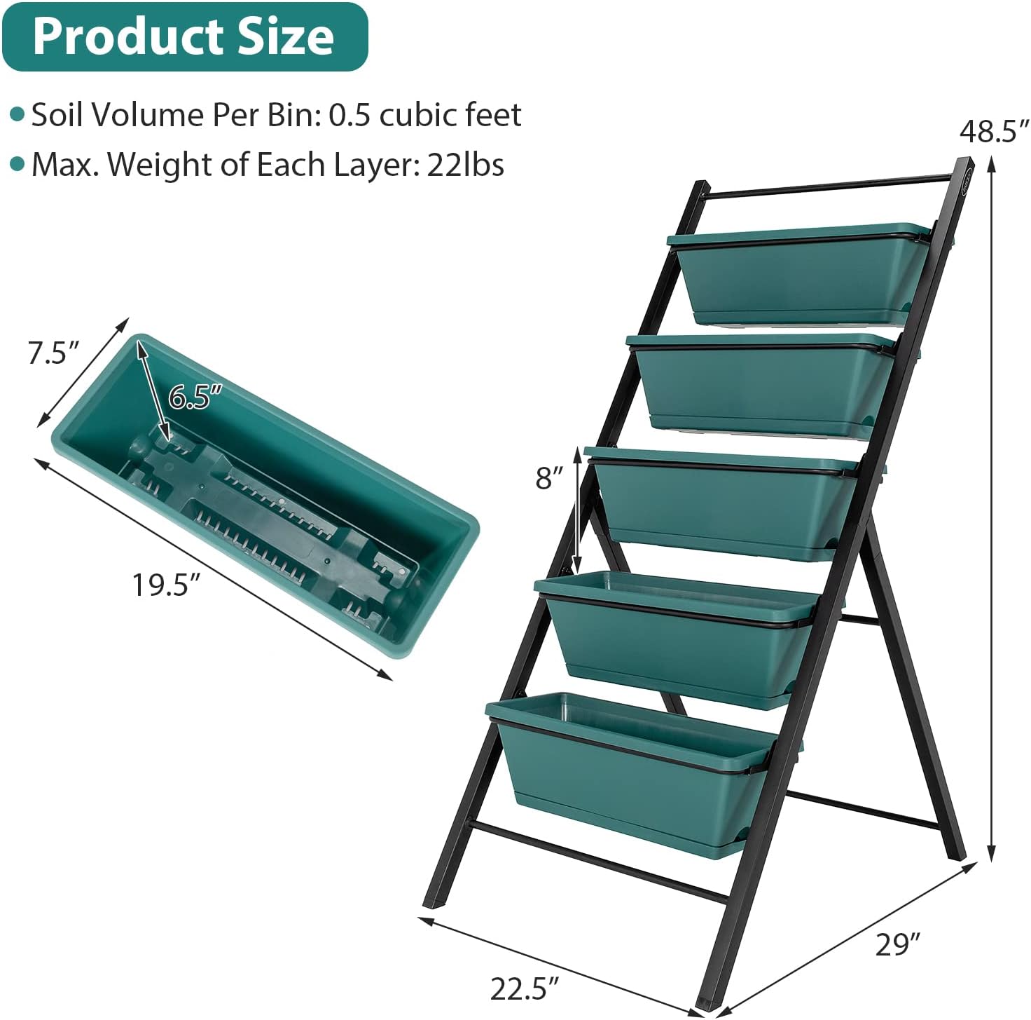 S AFSTAR 5-Tier Vertical Garden Planter, 5-Layer Raised Garden Bed with 5 Detachable Planter Boxes