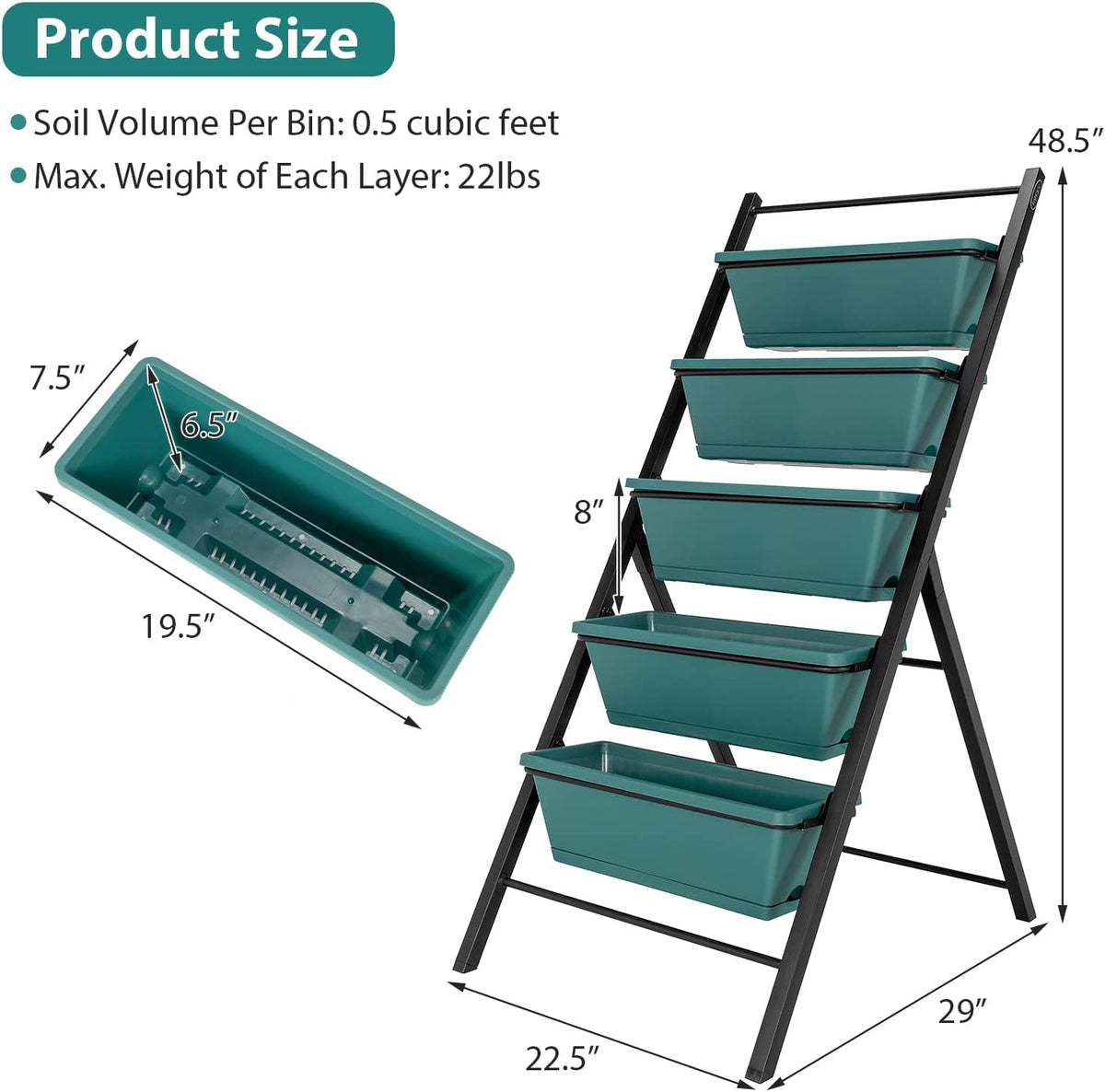 S AFSTAR 5-Tier Vertical Garden Planter, 5-Layer Raised Garden Bed with 5 Detachable Planter Boxes