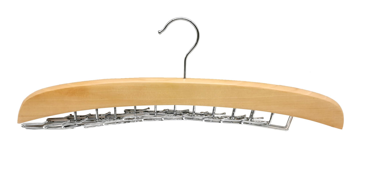 Richards Wooden Tie Rack Hanging Organizer for Mens Closet Accessories, Space Saving Necktie Holder