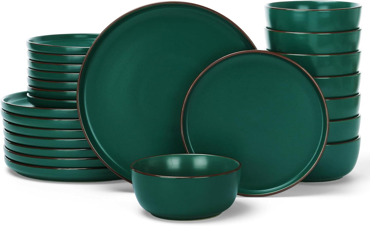 Famiware Mercury 24 Pieces Dinnerware Sets, Plates and Bowls Sets for 8, Microwave and Dishwasher