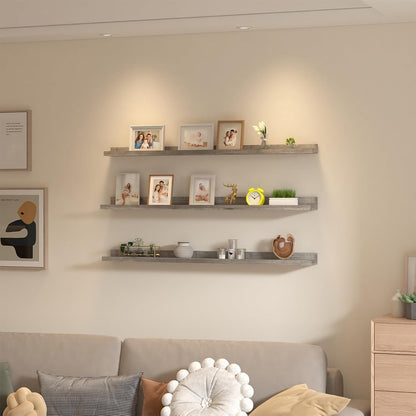 Giftgarden 47 Inch Gray Floating Shelves for Wall Mount, Grey Wood Wall Shelf Ledge for Bathroom