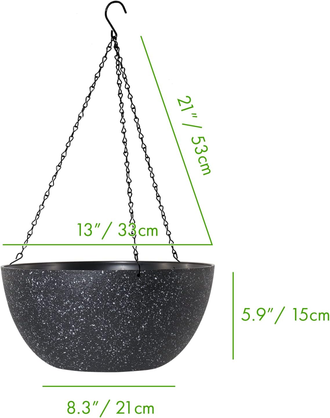WOUSIWER 13 inch 2Pack Large Hanging Planters for Outdoor Indoor Plants with Drainage Holes and