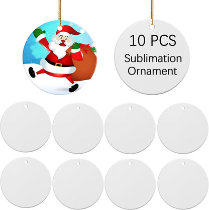 10 PCS Ceramic Sublimation Ornament Blanks Bulk 3 Inch White Round Crafts DIY Personalized Printed
