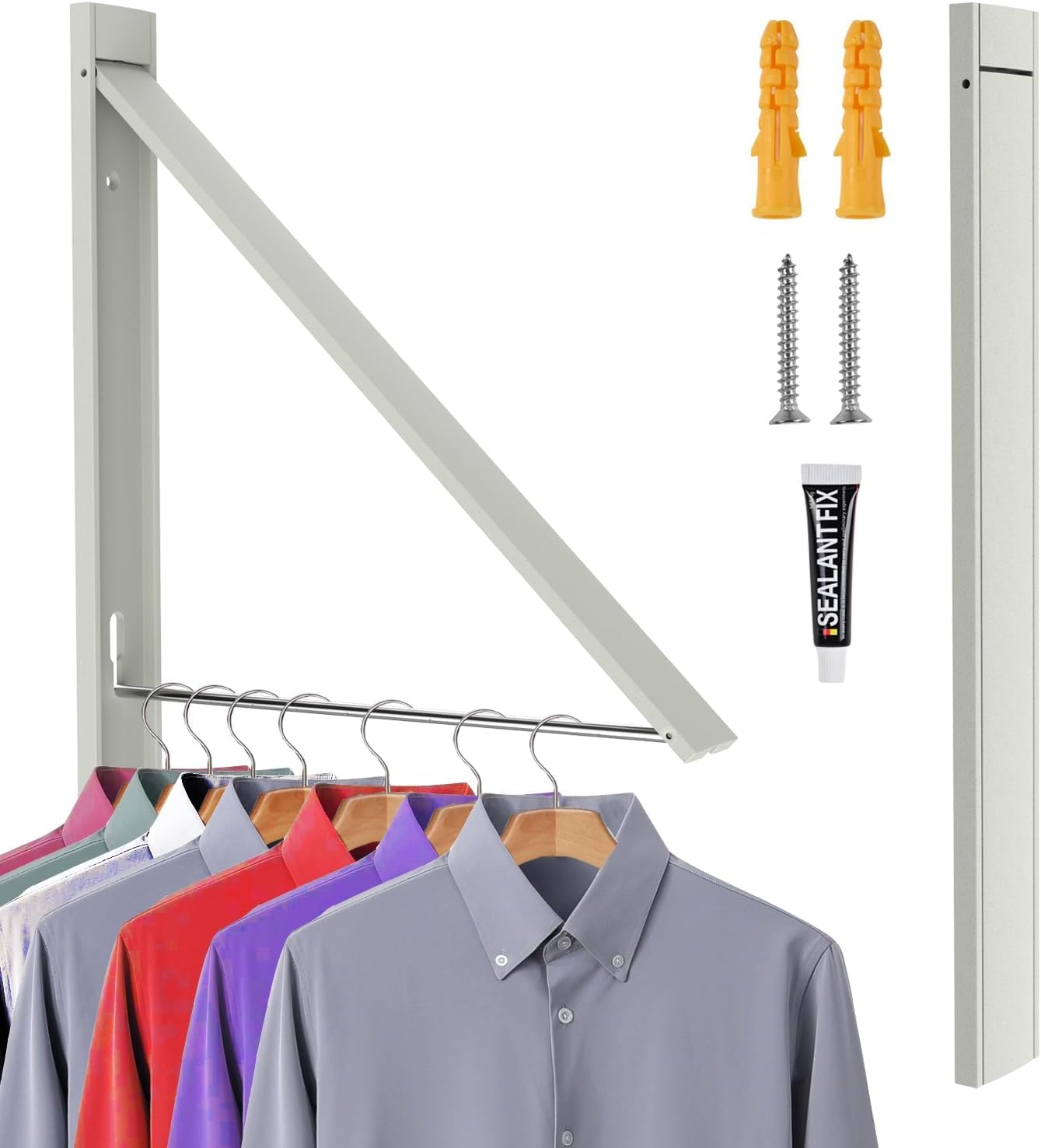 Retractable Clothes Drying Rack,Space Saver Wall Mounted Folding Hanger for Laundry Room, Closet