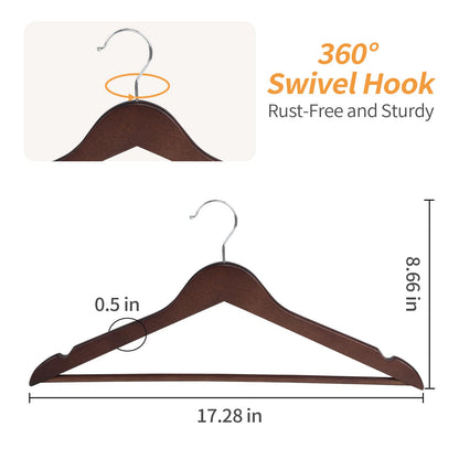 Amazon Basics Wood Suit Clothes Hangers for Closet Organizer, Cherry, 30-Pack