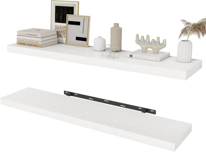 White Floating Shelves Wall Shelf 40 Inch, 8 Inch Deep Floating Shelf for Wall, Farmhouse Black