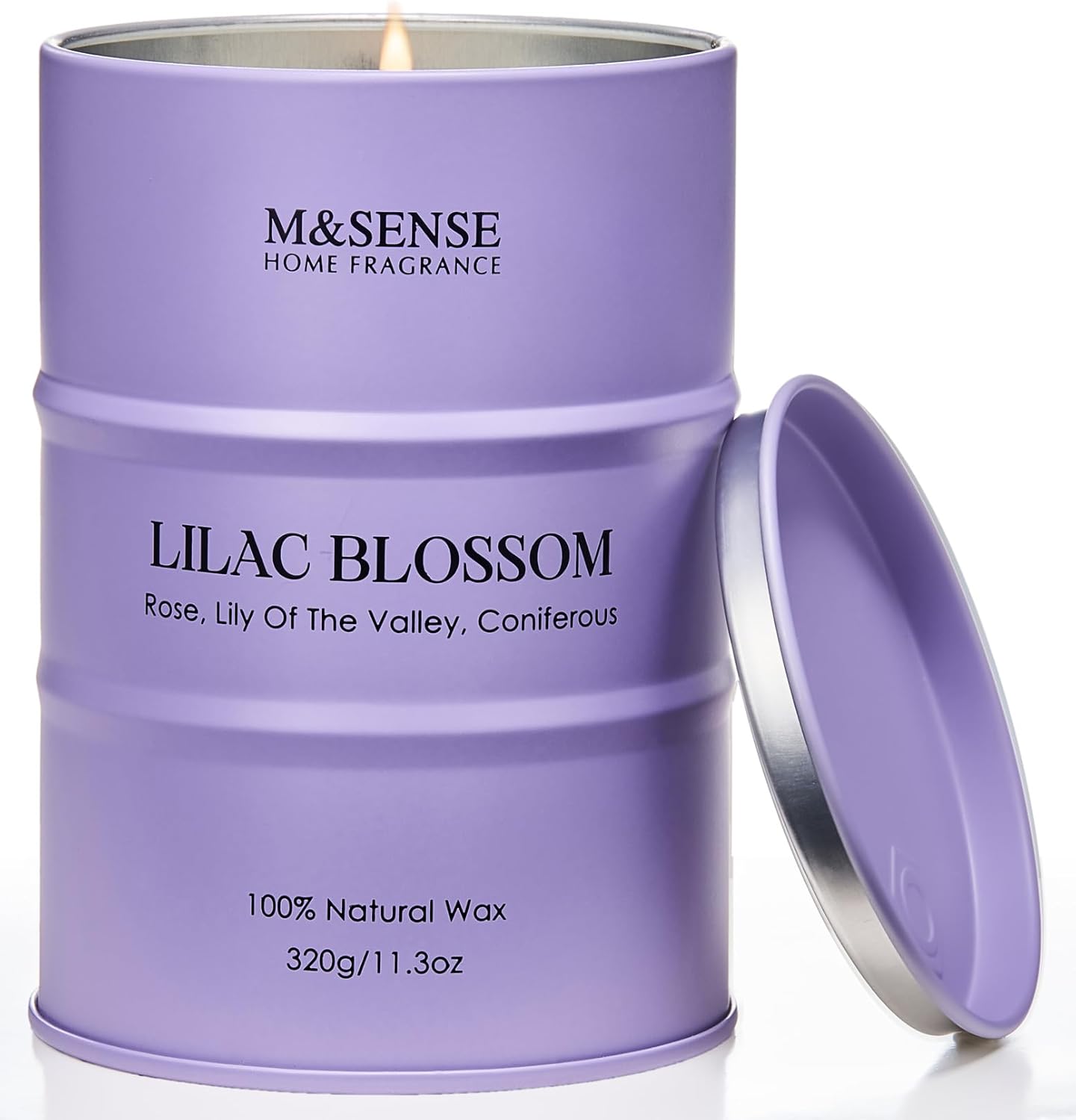M&SENSE Lilac Blossom Soy Candles for Home Scented, 11.3oz 70 Hour Long Burning Aromatherapy Candle