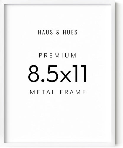 HAUS AND HUES 8.5x11 White Picture Frame - Aluminum Photo Frames for Wall Collage, Shatterproof