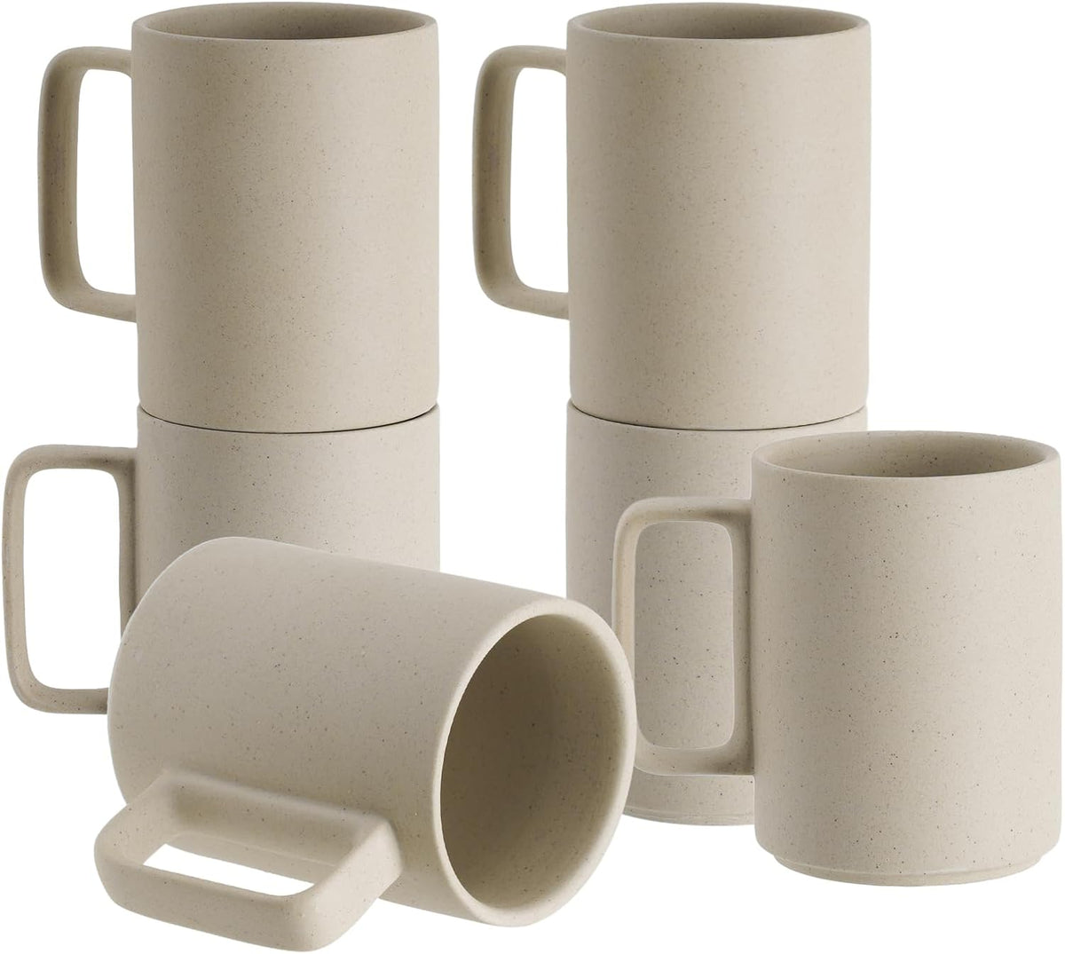 E-liu Porcelain Tea Mugs Coffee Mug Set, Large 15 Ounces Cups for Coffee, Tea, Cocoa, and Mulled