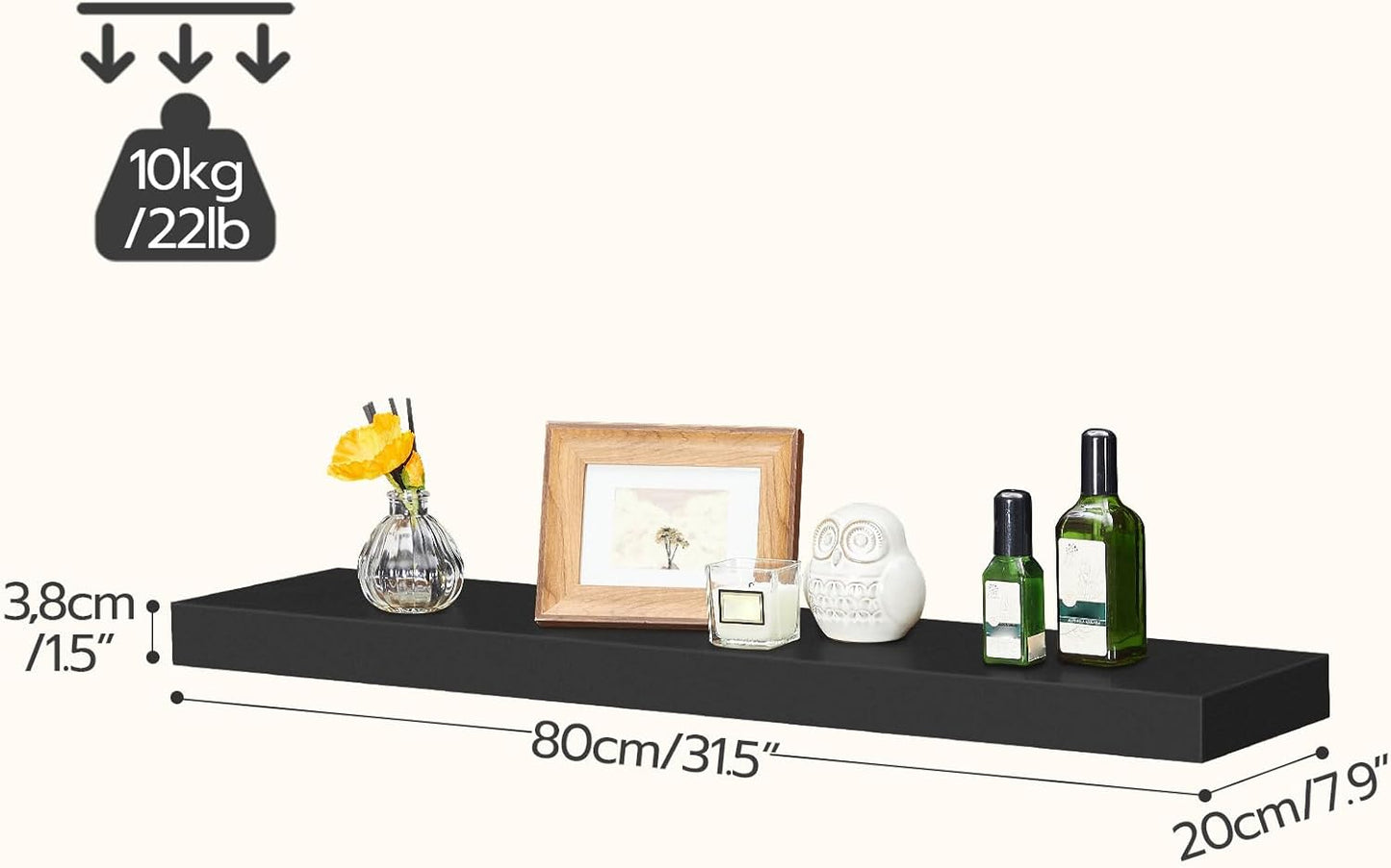 HOOBRO Floating Shelves for Wall, Wall Mounted Shelf Set of 2, 31.5" Hanging Shelf with Invisible