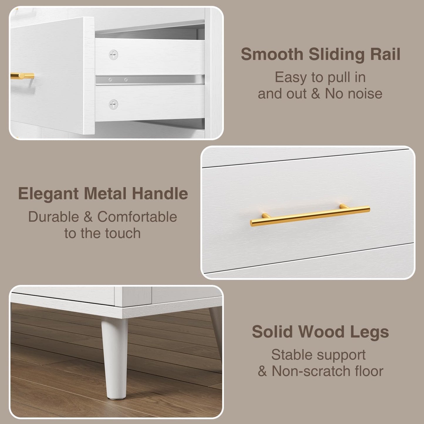 Aiho 6 Drawer Dresser for Bedroom, Chest of Drawers with Metal Handles, Wood Storage Modern Dresser