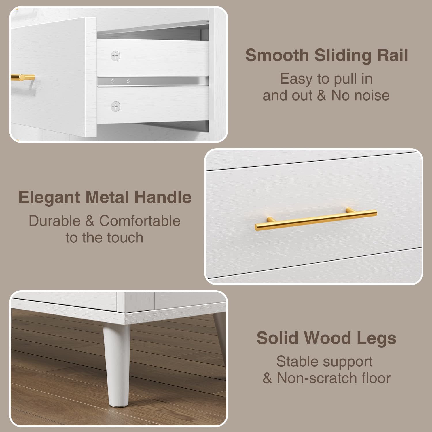 Aiho 6 Drawer Dresser for Bedroom, Chest of Drawers with Metal Handles, Wood Storage Modern Dresser
