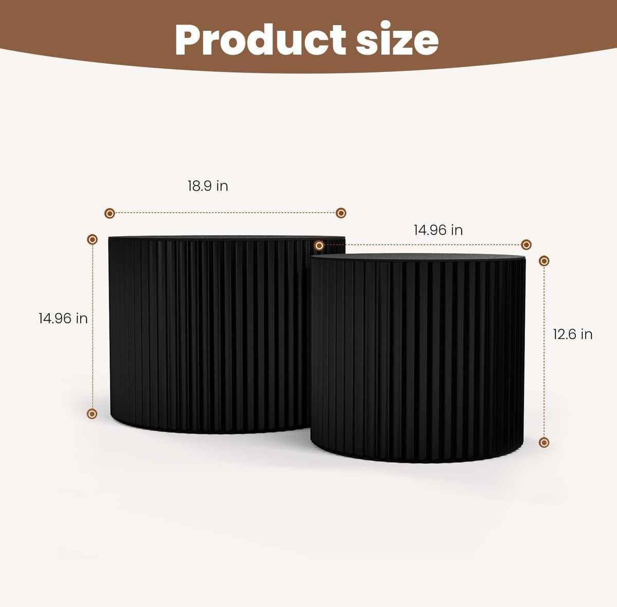 WXFKLDJ Round Nesting Coffee Table Set Cylindrical Wooden Coffee Table Sofa Center Table Circle