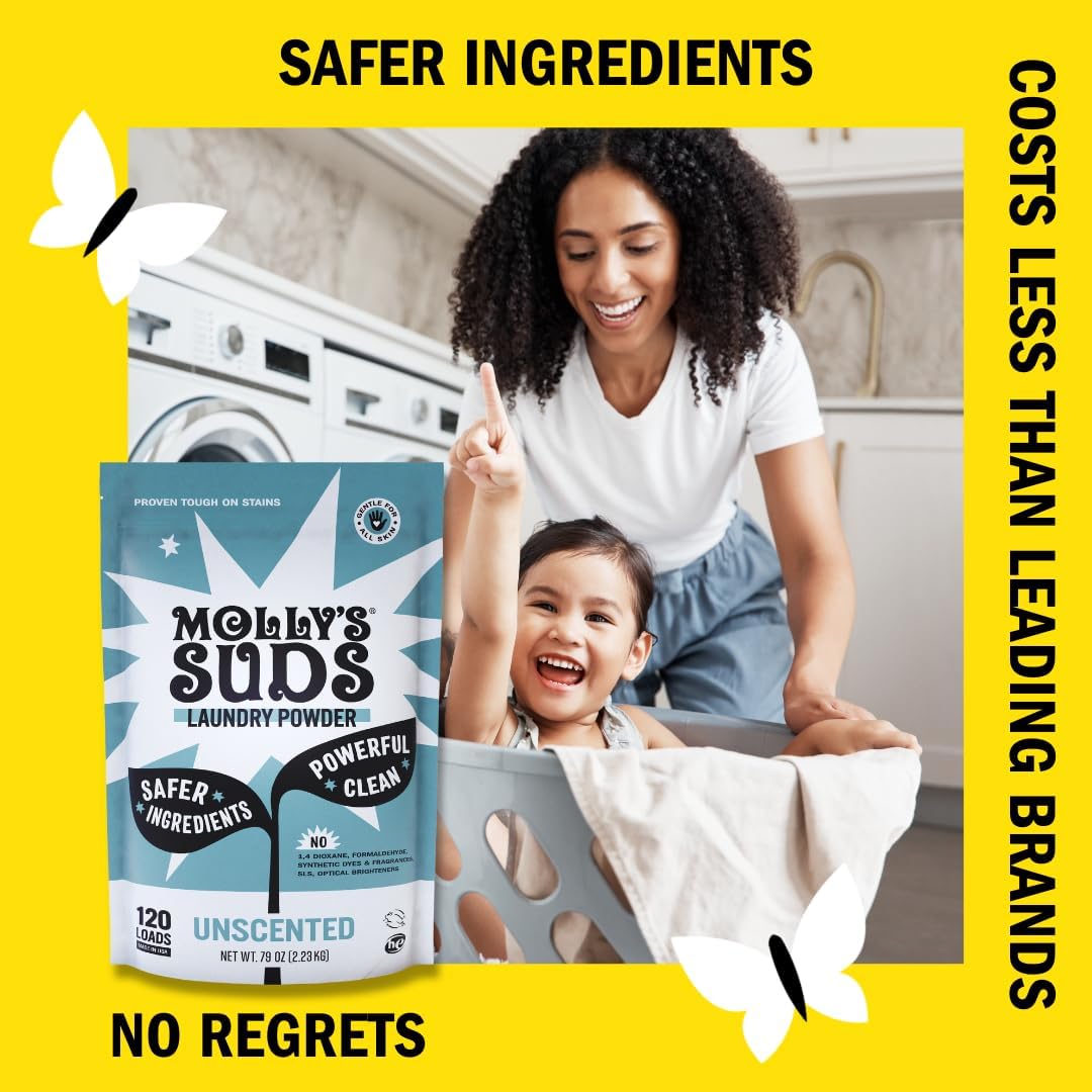 Molly's Suds Original Laundry Detergent Powder | Clean Laundry Detergent Powder for Sensitive Skin