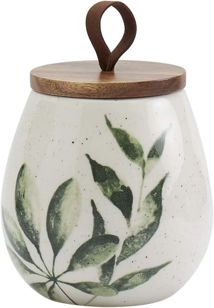 TTU Tabletops Gallery Ceramic Canister Collection- Stoneware Designed Kitchen Storage Acacia Wood