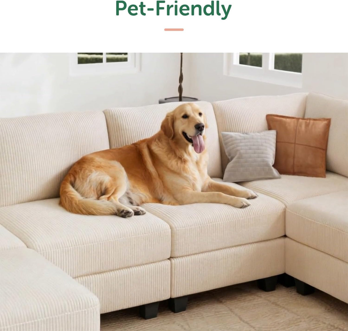 HONBAY Corduroy Modular Sectional Couch with Storage L-Shaped Sectional Couches for Living Room 6
