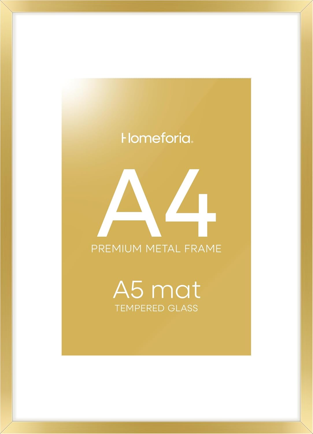 Homeforia A4 Gold Picture Frame, High End Metal 8.3 x 11.7 Frames for Wall or Tabletop, Gold A4