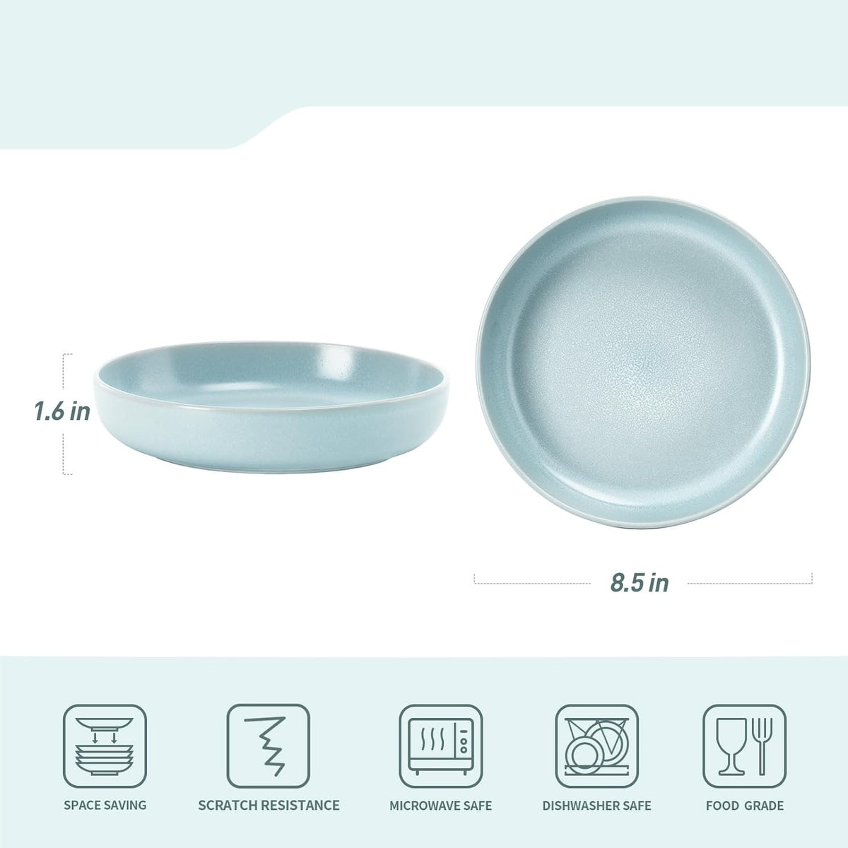 famiware Milkyway Pasta Bowls Set of 4, 8.5" Large Salad Bowls, Double Reactive Glaze, Sturdy &