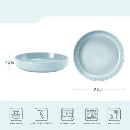 famiware Milkyway Pasta Bowls Set of 4, 8.5" Large Salad Bowls, Double Reactive Glaze, Sturdy &