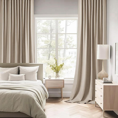 MIULEE Taupe Back Tab Blackout Curtains 108 Inch Long 2 Panels Set for Bedroom, Rod Pocket/Pinch