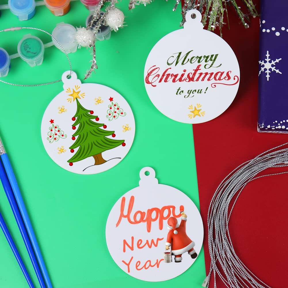 20Pcs 3 Inch Blank Acrylic Christmas Ornaments 2024 White Unfinished Round Acrylic Christmas