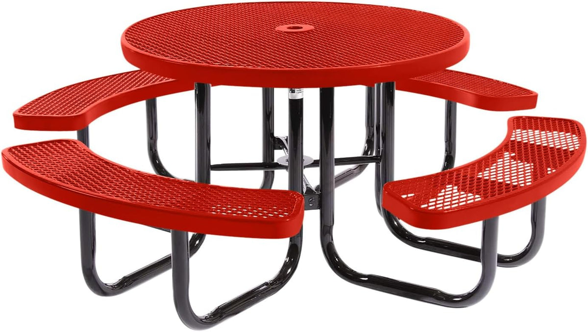 Coated Outdoor Furniture Heavy-Duty Portable Outdoor Picnic Table with Umbrella Hole, Expanded