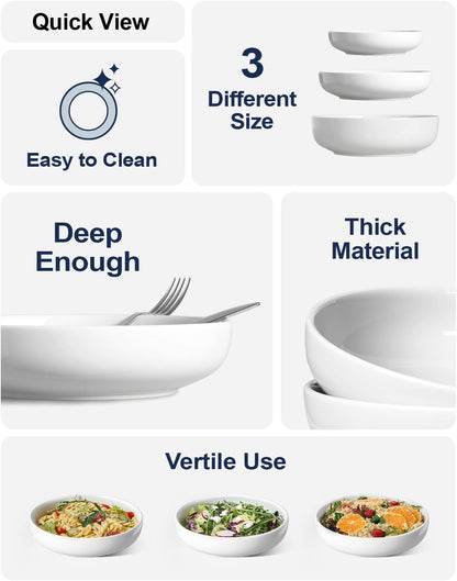 LE TAUCI Pasta Bowls 45 oz, Salad Bowls Set for Serving Soup, Pasta, Noodle, Dinner, Large Kitchen
